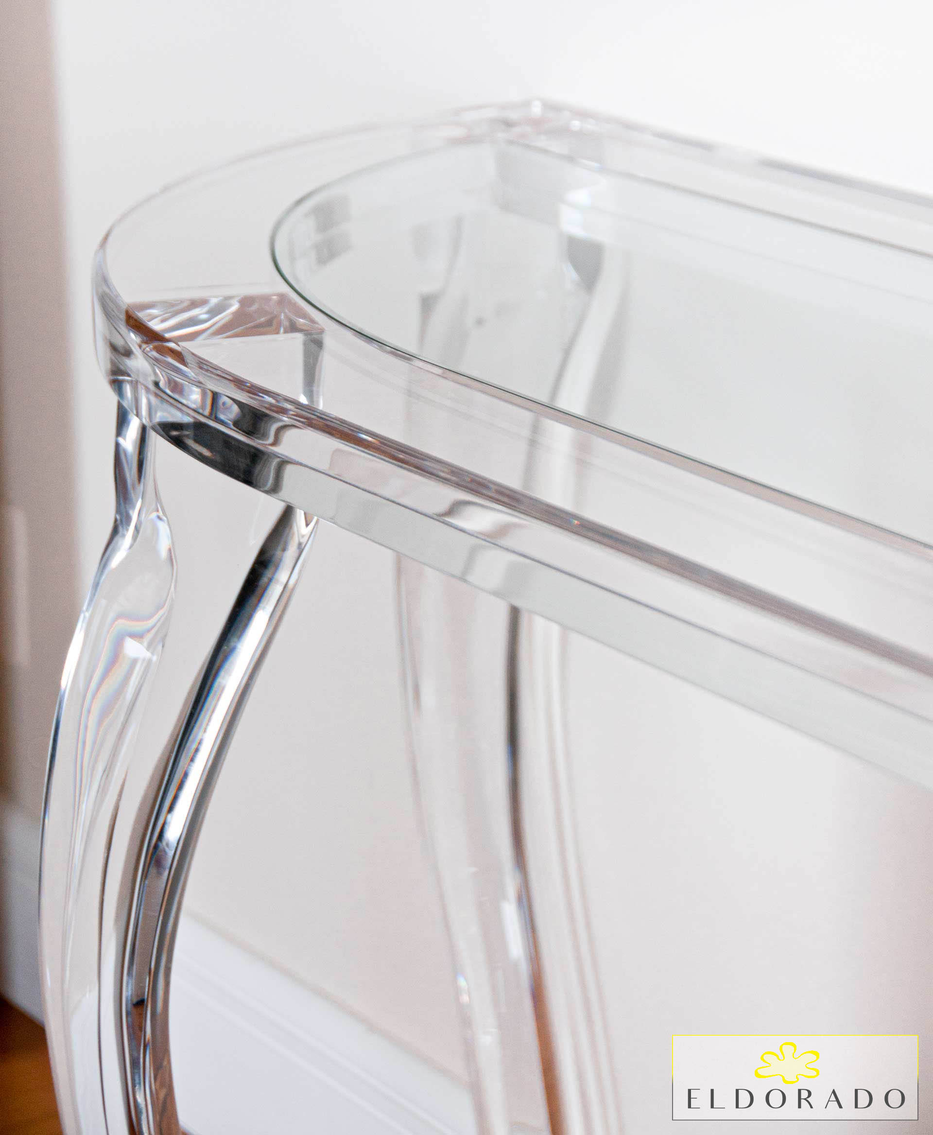 Consolle plexiglass 800 sagomata - particolare gambe
